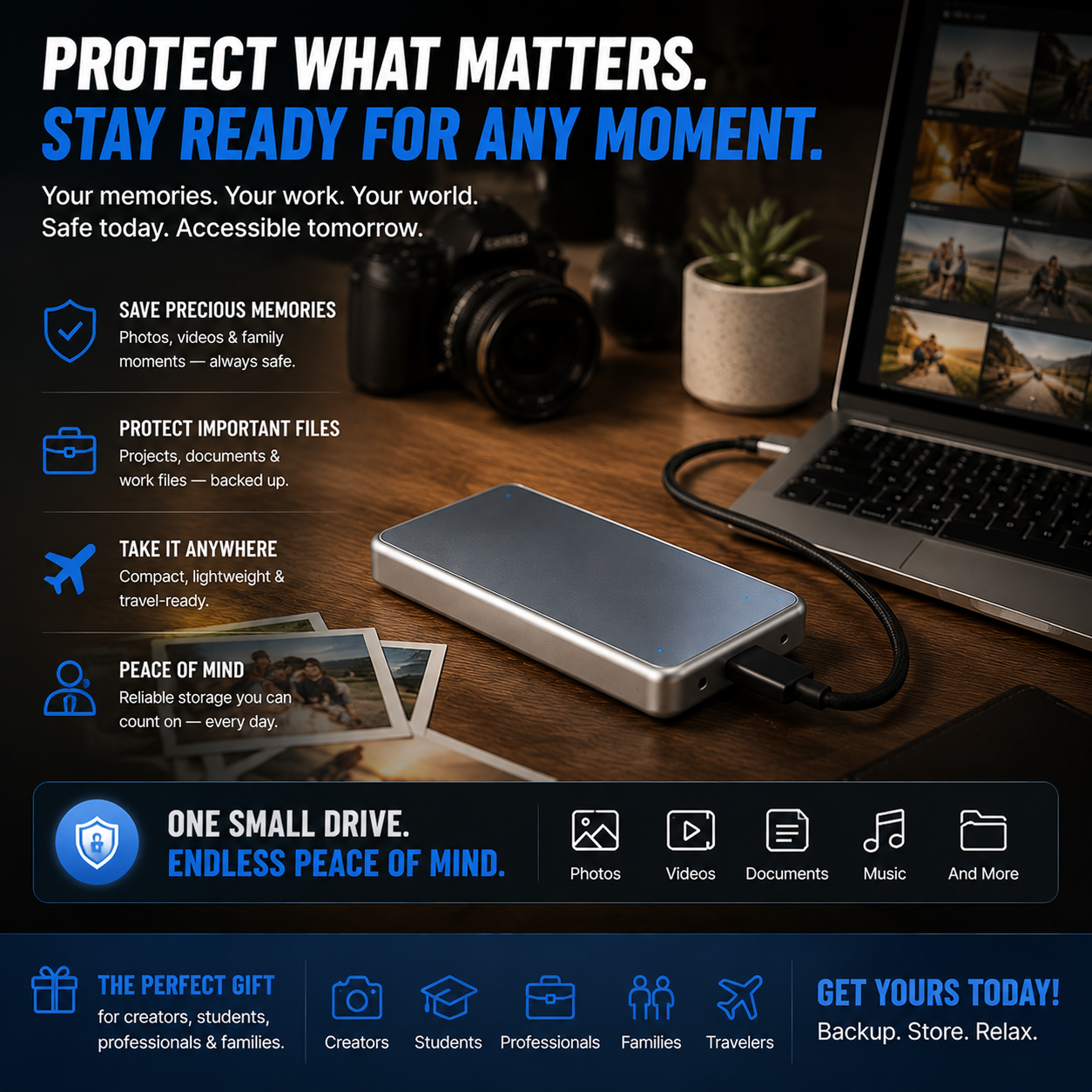 🔥 LAST DAY 40% OFF - Portable External SSD – Never Delete Your Memories Again