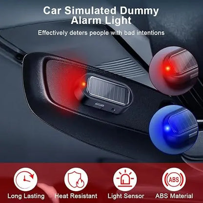 🚨 2-Pack Solar Car Security Warning Lights – 1 Red + 1 Blue | Auto Light Sensor LED Simulated Security Warning Flashing Light