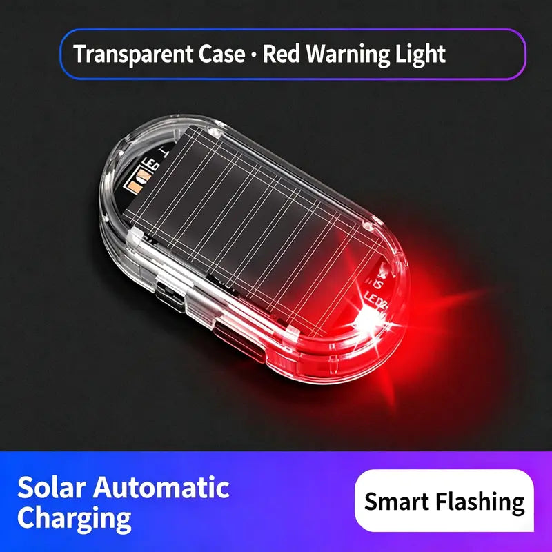 🚨 2-Pack Solar Car Security Warning Lights – 1 Red + 1 Blue | Auto Light Sensor LED Simulated Security Warning Flashing Light