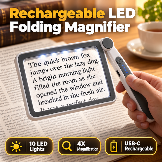 Folding Handheld Magnifying Glass with Light for Reading