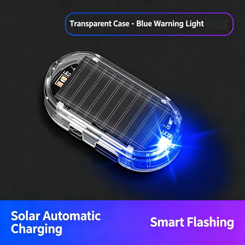 🚨 2-Pack Solar Car Security Warning Lights – 1 Red + 1 Blue | Auto Light Sensor LED Simulated Security Warning Flashing Light