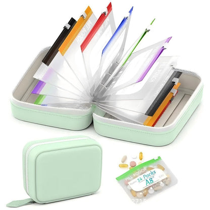 💊 14-Pouch Travel Pill Organizer – Water-Resistant Case for Medications & Vitamins