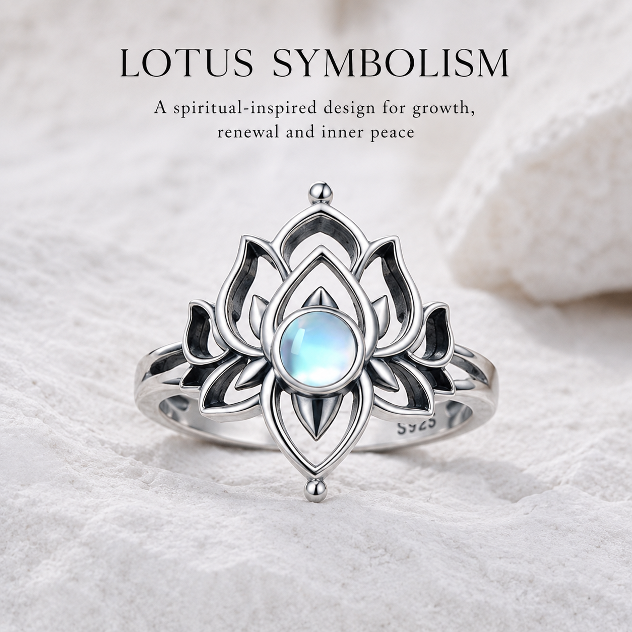 Moonlit Lotus Ring • Vintage Moonstone Lotus Ring