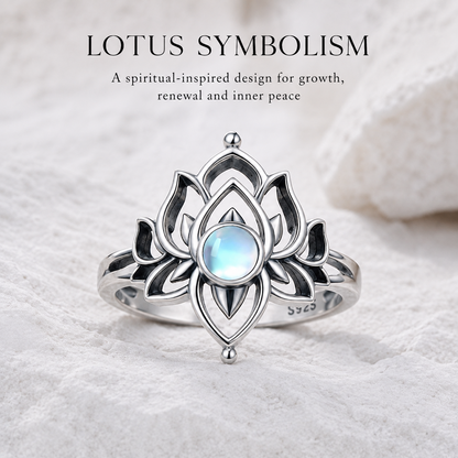 Moonlit Lotus Ring • Vintage Moonstone Lotus Ring