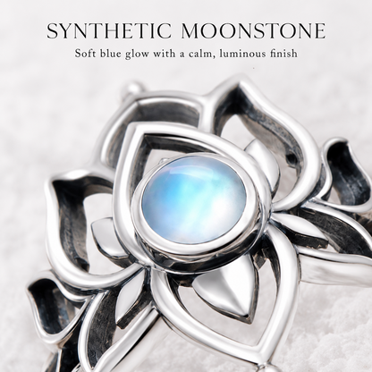 Moonlit Lotus Ring • Vintage Moonstone Lotus Ring
