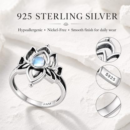 Moonlit Lotus Ring • Vintage Moonstone Lotus Ring