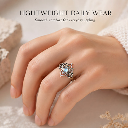 Moonlit Lotus Ring • Vintage Moonstone Lotus Ring