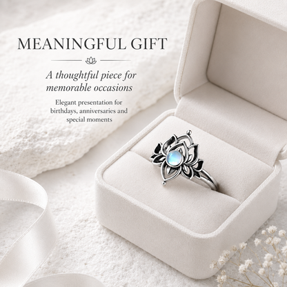 Moonlit Lotus Ring • Vintage Moonstone Lotus Ring