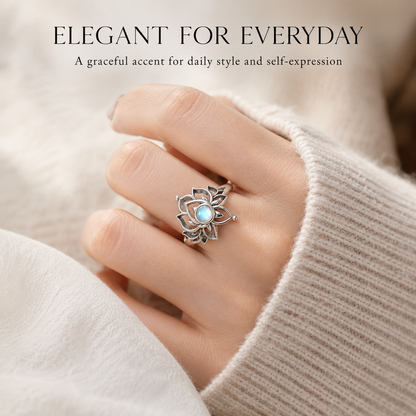Moonlit Lotus Ring • Vintage Moonstone Lotus Ring