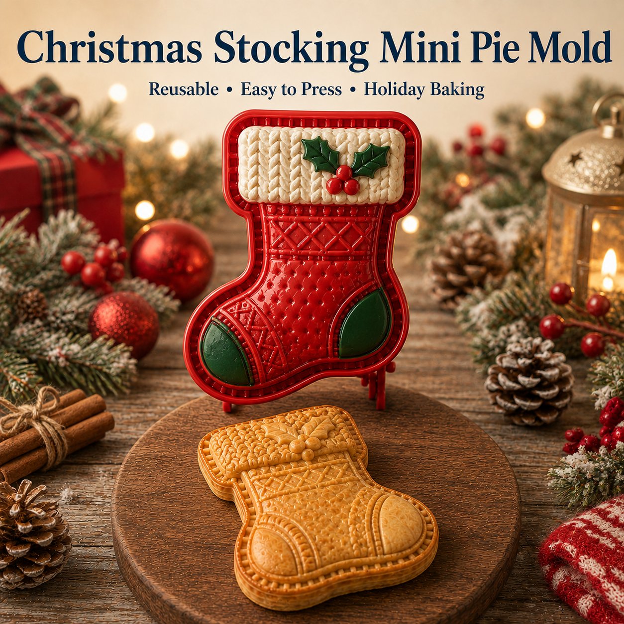 🎄 9-Design Christmas Mini Pie Mold Collection | Reusable Embossed Molds for Shaping Detailed Santa, Snowman, Reindeer, Tree & Holiday Pies
