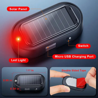 🚨 2-Pack Solar Car Security Warning Lights – 1 Red + 1 Blue | Auto Light Sensor LED Simulated Security Warning Flashing Light