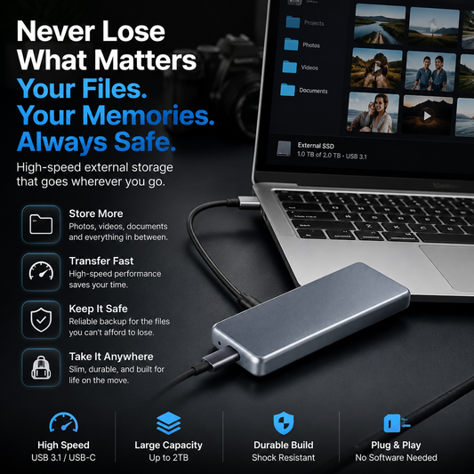 🔥 LAST DAY 40% OFF - Portable External SSD – Never Delete Your Memories Again