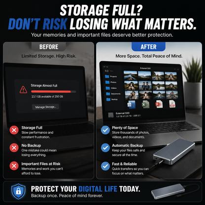 🔥 LAST DAY 40% OFF - Portable External SSD – Never Delete Your Memories Again