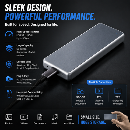 🔥 LAST DAY 40% OFF - Portable External SSD – Never Delete Your Memories Again