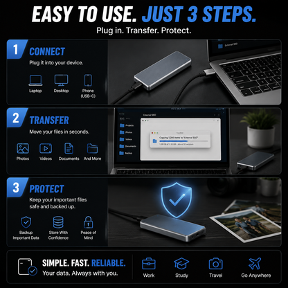 🔥 LAST DAY 40% OFF - Portable External SSD – Never Delete Your Memories Again