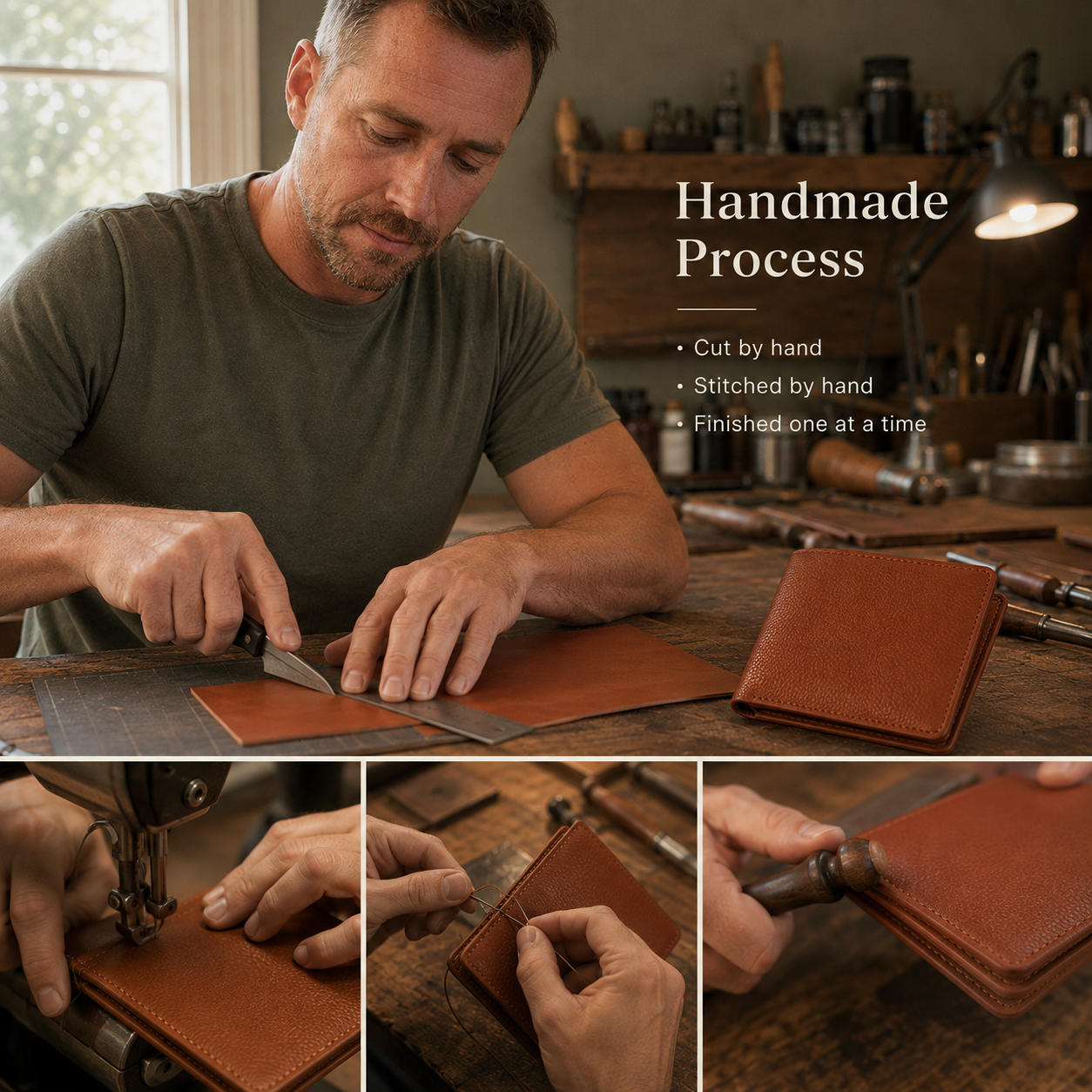 💖Handmade Full-Grain Leather Wallet