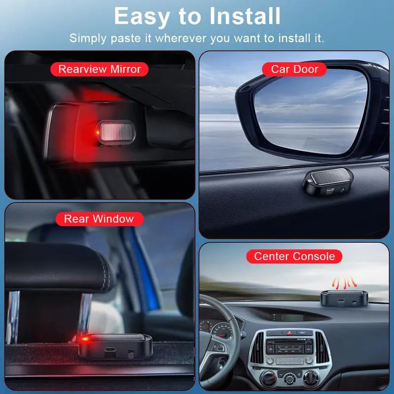 🚨 2-Pack Solar Car Security Warning Lights – 1 Red + 1 Blue | Auto Light Sensor LED Simulated Security Warning Flashing Light