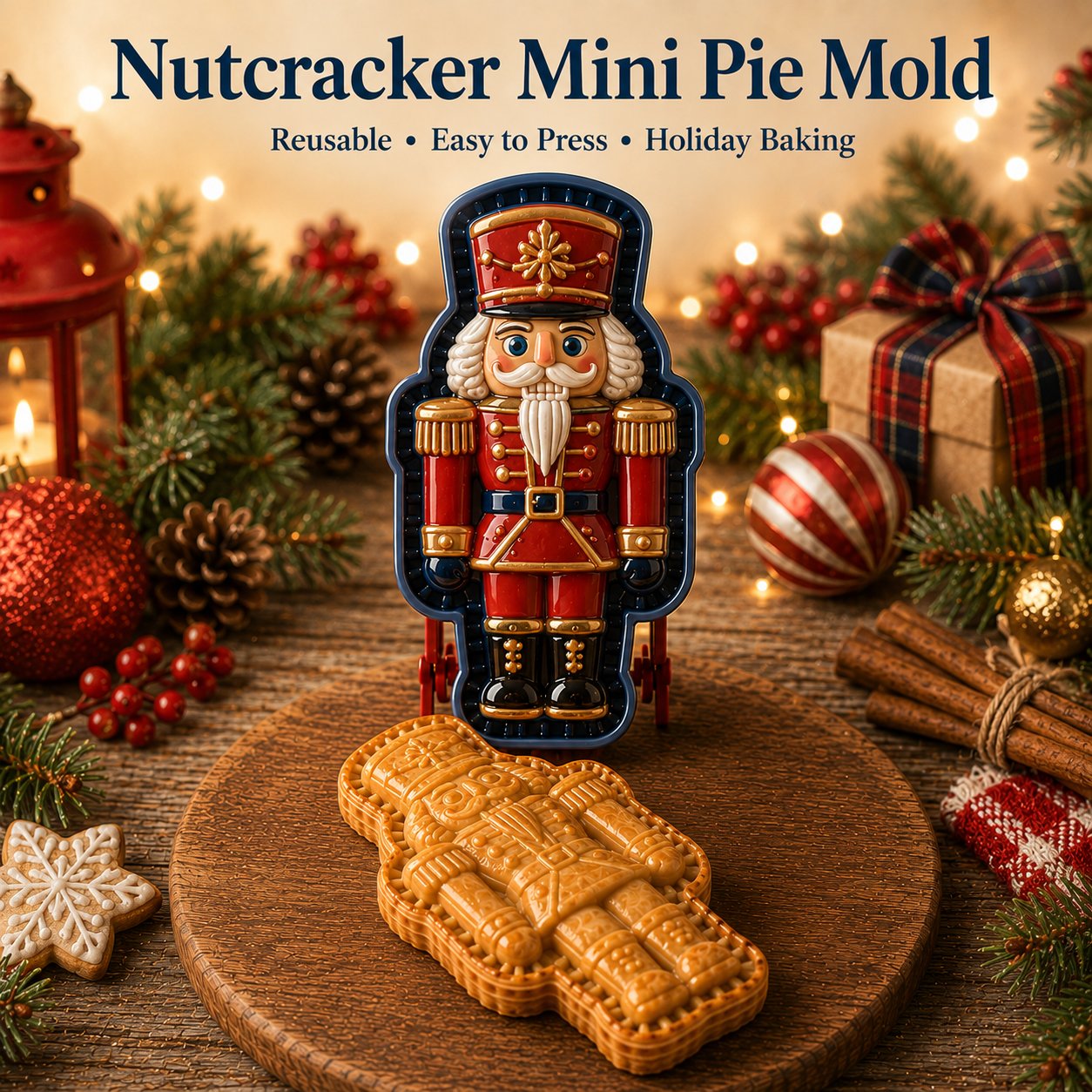 🎄 9-Design Christmas Mini Pie Mold Collection | Reusable Embossed Molds for Shaping Detailed Santa, Snowman, Reindeer, Tree & Holiday Pies