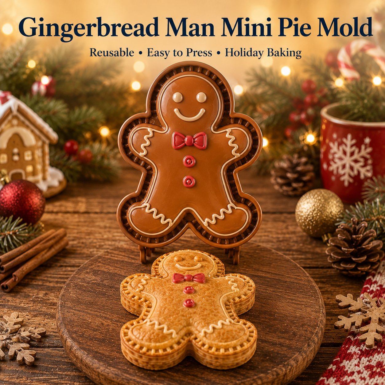 🎄 9-Design Christmas Mini Pie Mold Collection | Reusable Embossed Molds for Shaping Detailed Santa, Snowman, Reindeer, Tree & Holiday Pies