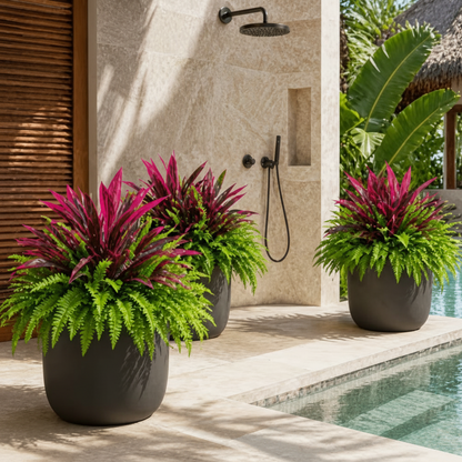 🌿UV-Resistant Artificial Fern & Red Dracaena Decorative Plants – Full, Lush & Fade-Resistant!